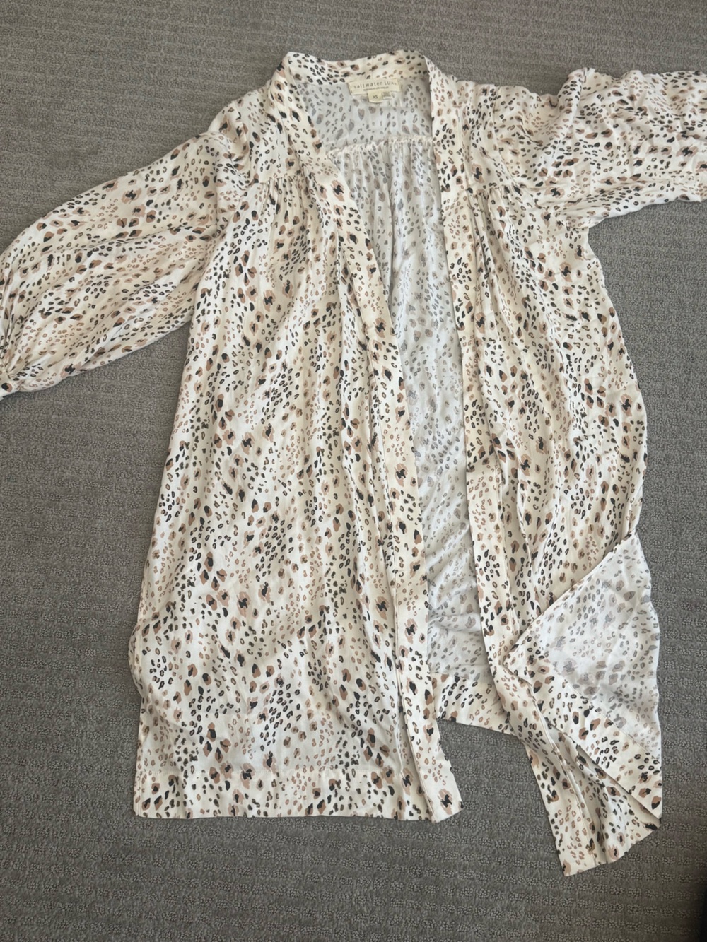 saltwater LUXE Cream and Brown Leopard Print Lightweight Duster